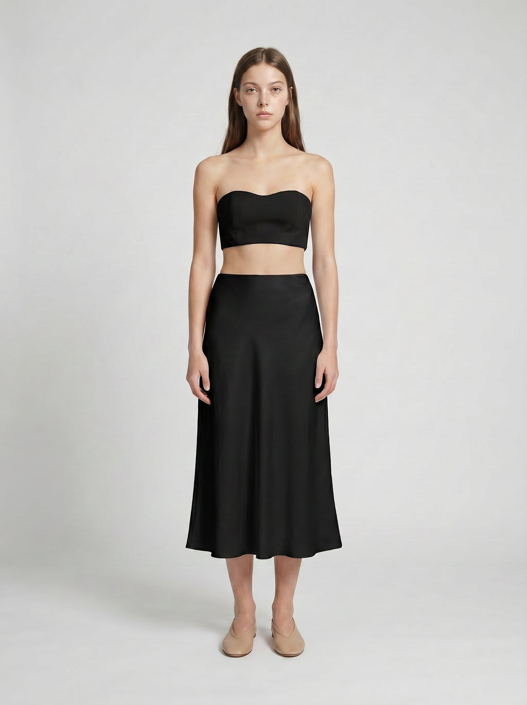 HALF SLIP SKIRT / ORGANIC SILK CREPE DE CHINE  / BLACK