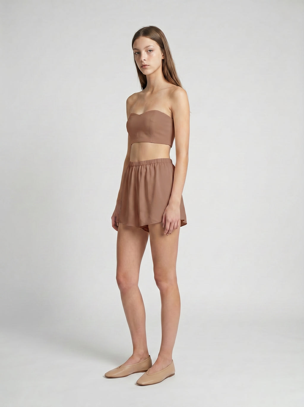 SHORTS / ORGANIC SILK CREPE DE CHINE / MOCHA