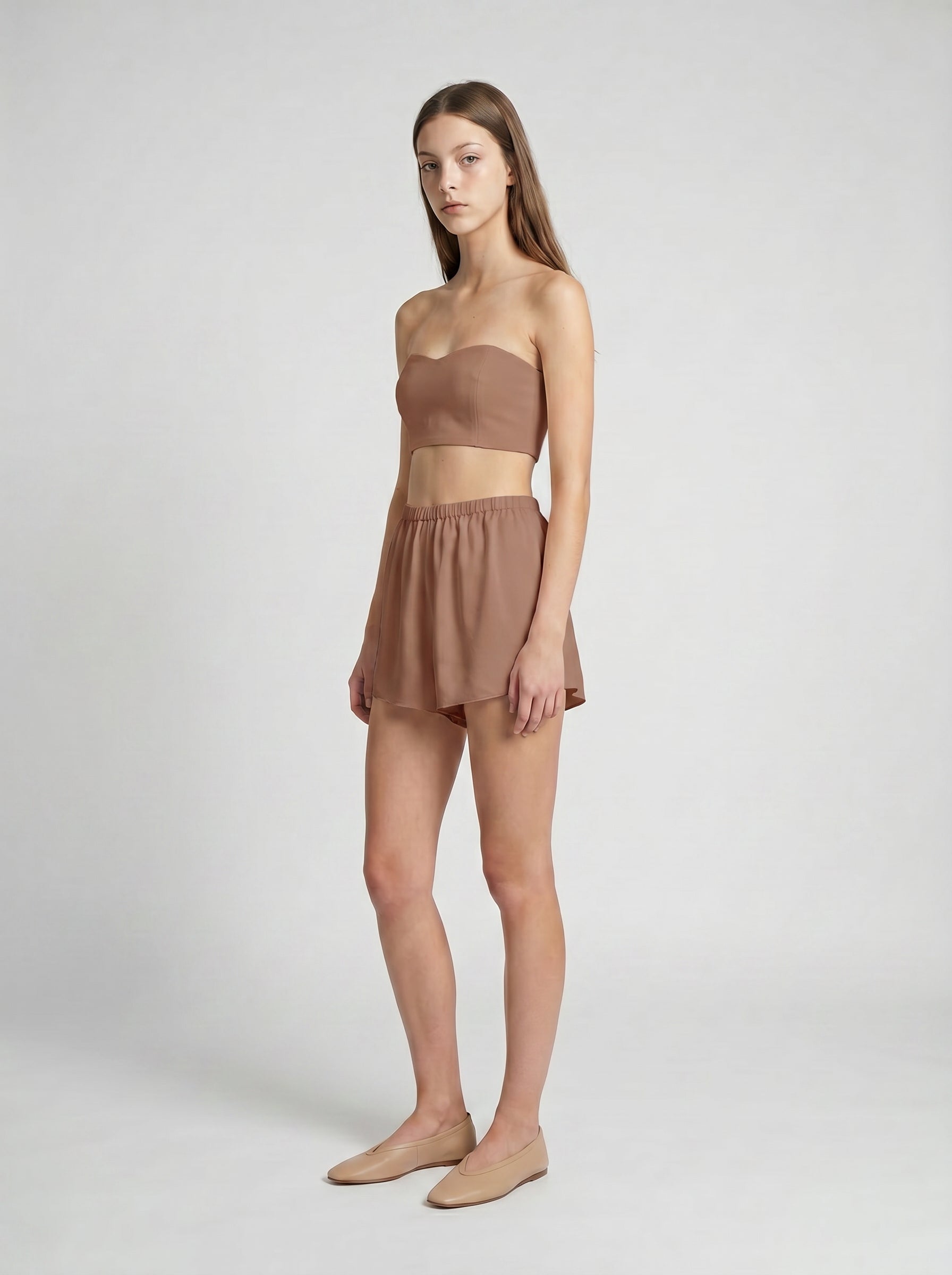 SHORTS / ORGANIC SILK CREPE DE CHINE / MOCHA