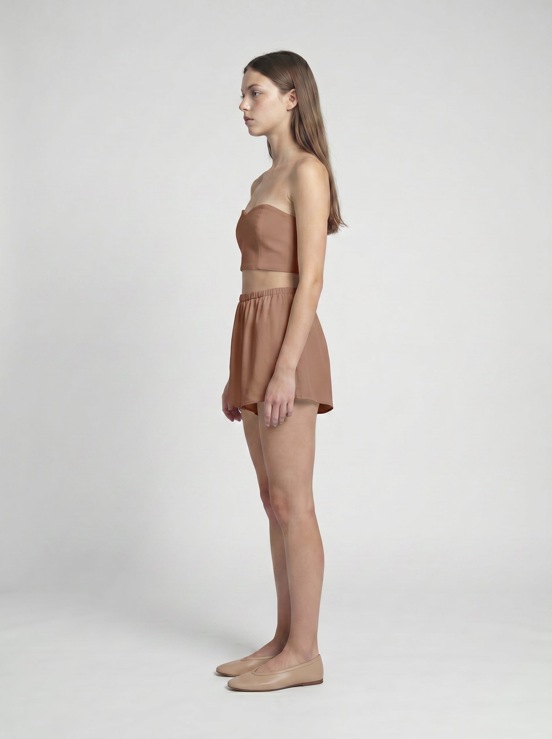 SHORTS / ORGANIC SILK CREPE DE CHINE / MOCHA