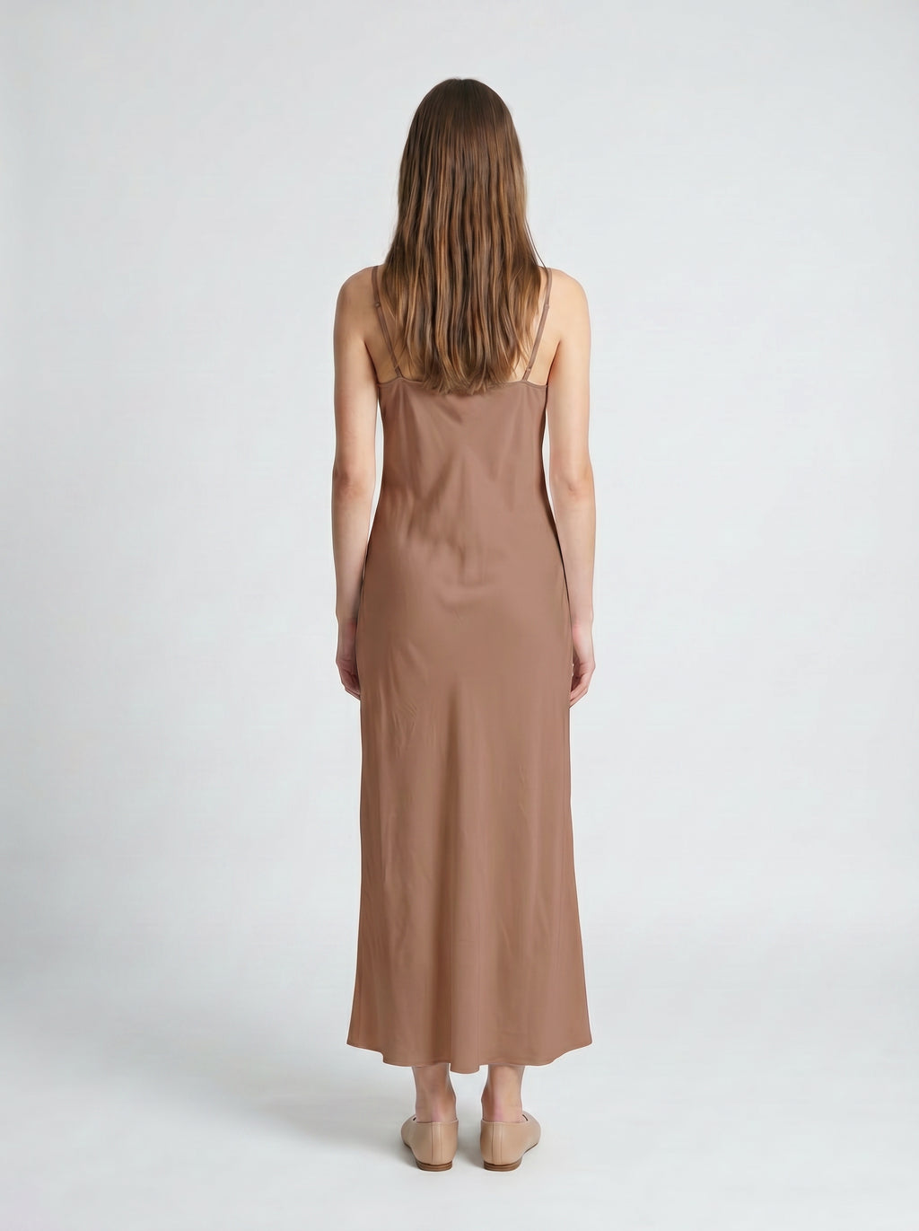 LONG SLIP / ORGANIC SILK CREPE DE CHINE/ MOCHA
