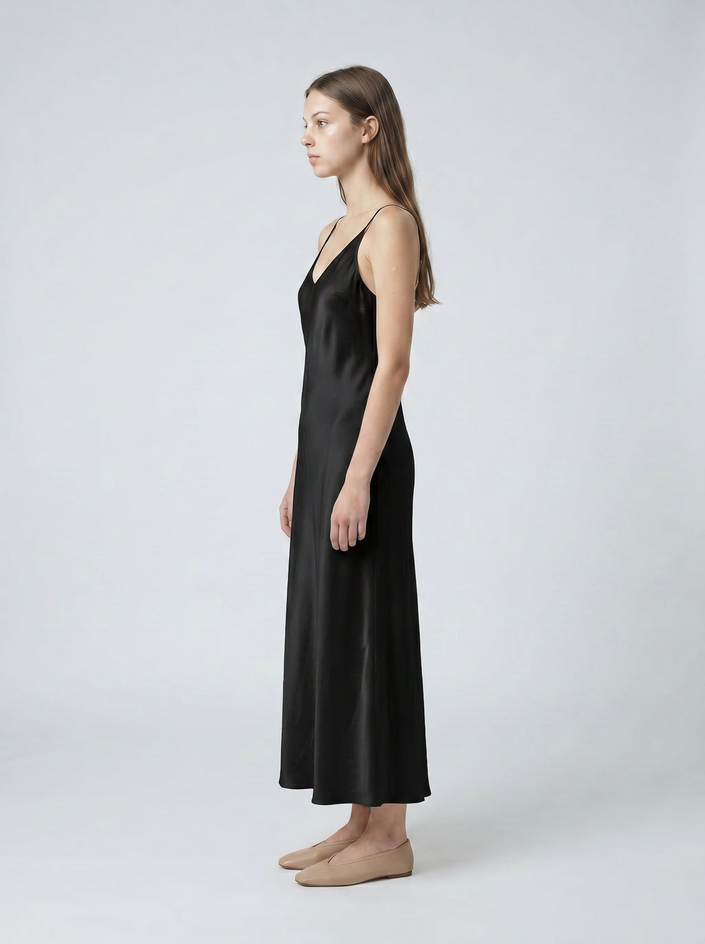 LONG SLIP / ORGANIC SILK CREPE DE CHINE/ BLACK