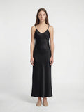 LONG SLIP / ORGANIC SILK CREPE DE CHINE/ BLACK