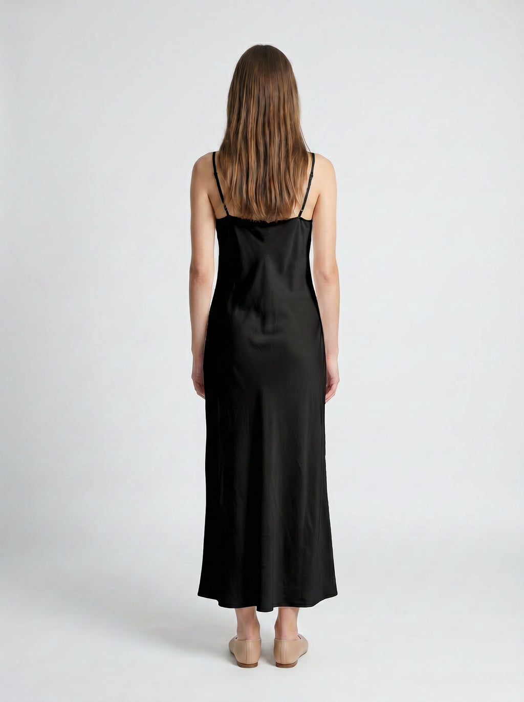 LONG SLIP / ORGANIC SILK CREPE DE CHINE/ BLACK