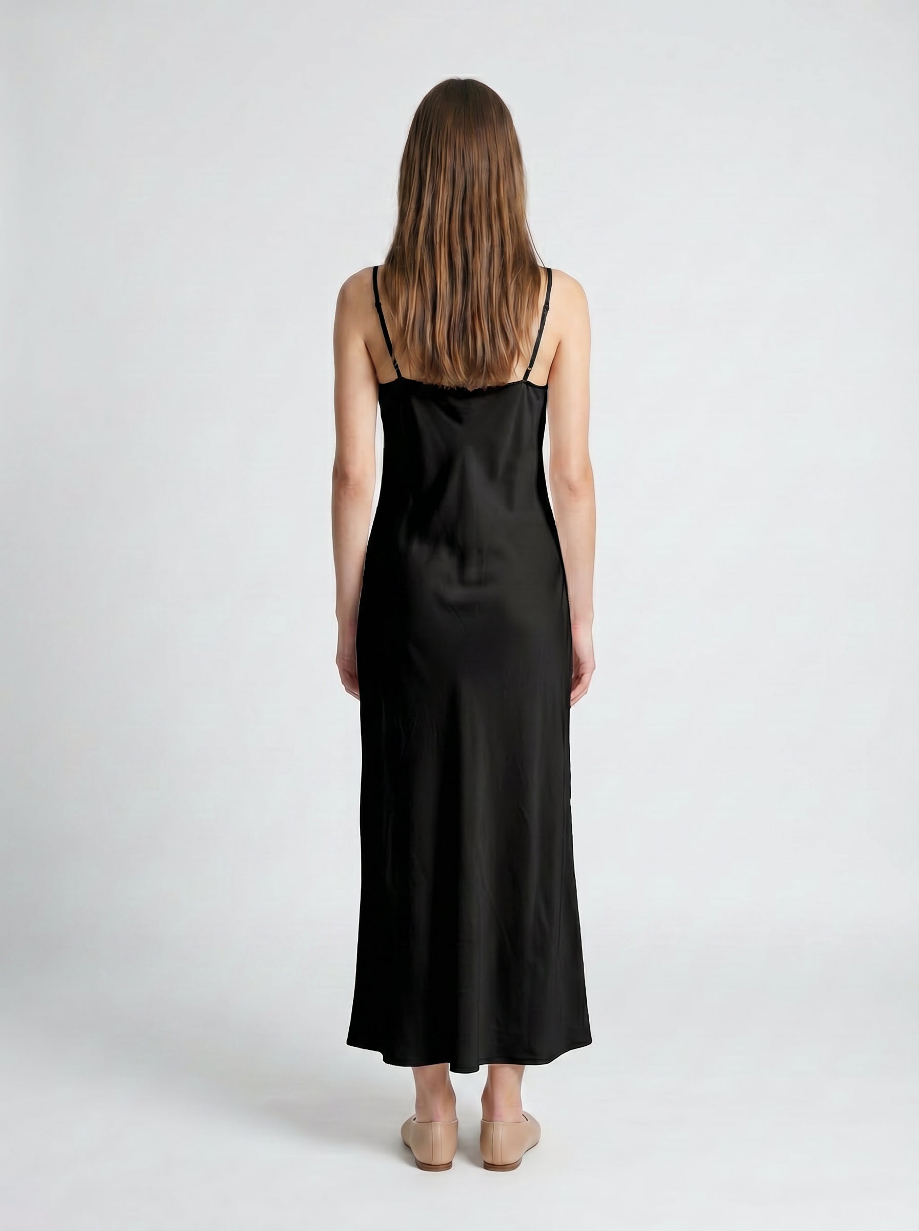 LONG SLIP / ORGANIC SILK CREPE DE CHINE/ BLACK