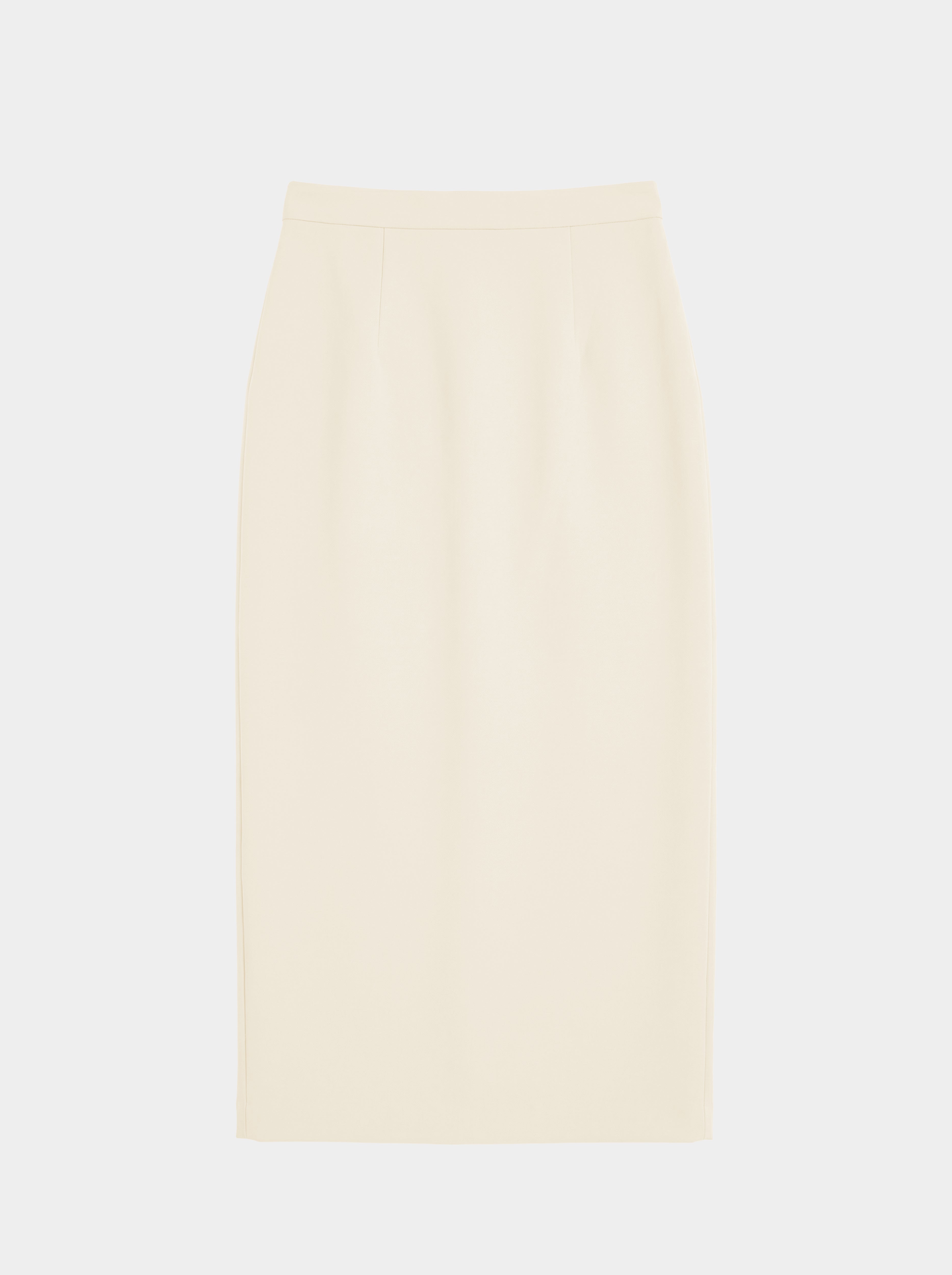 Flat image of creme wool skirt on white background