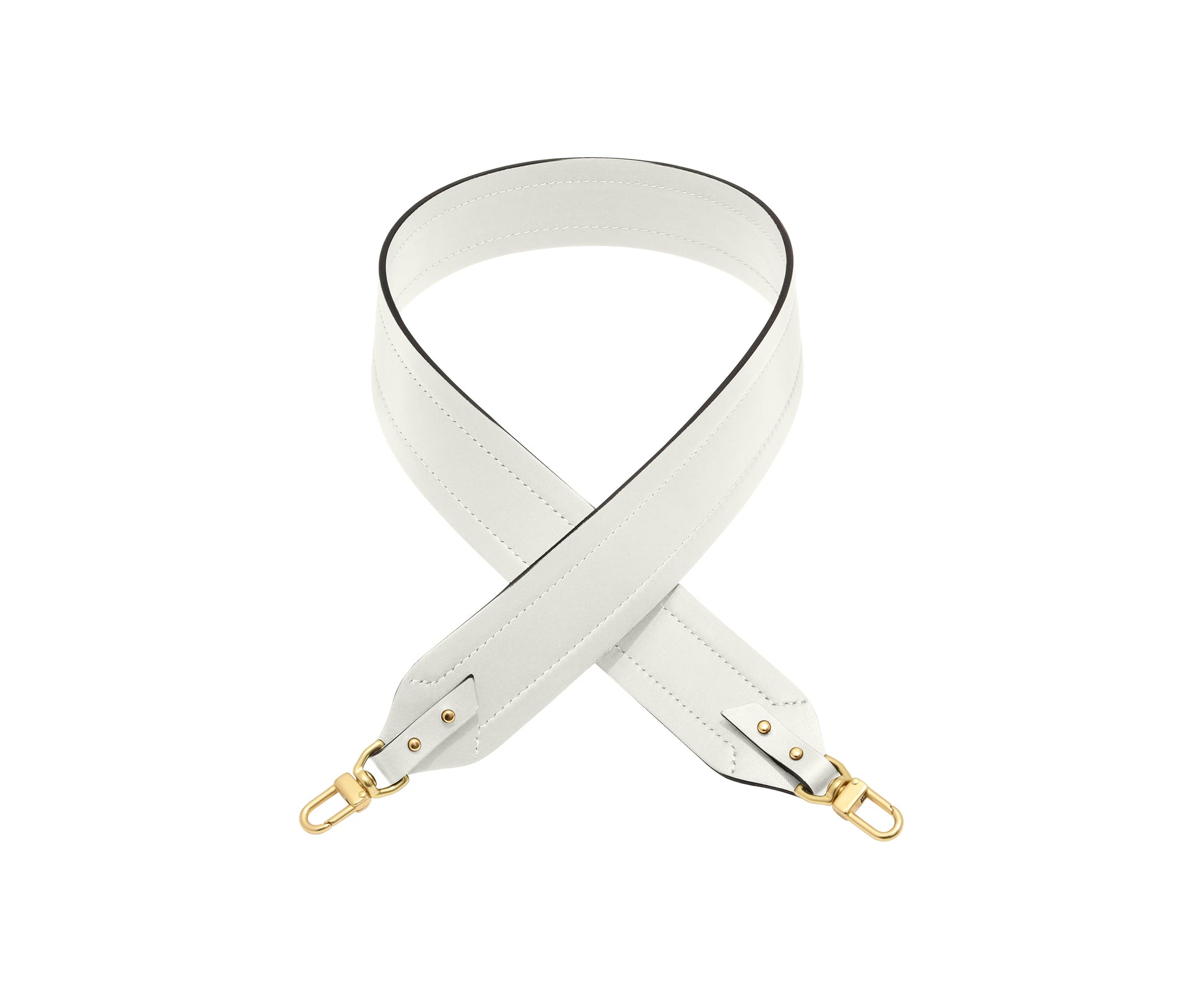 Novae Res Wide Long Handbag Strap made with White Leather and Gold Hardware