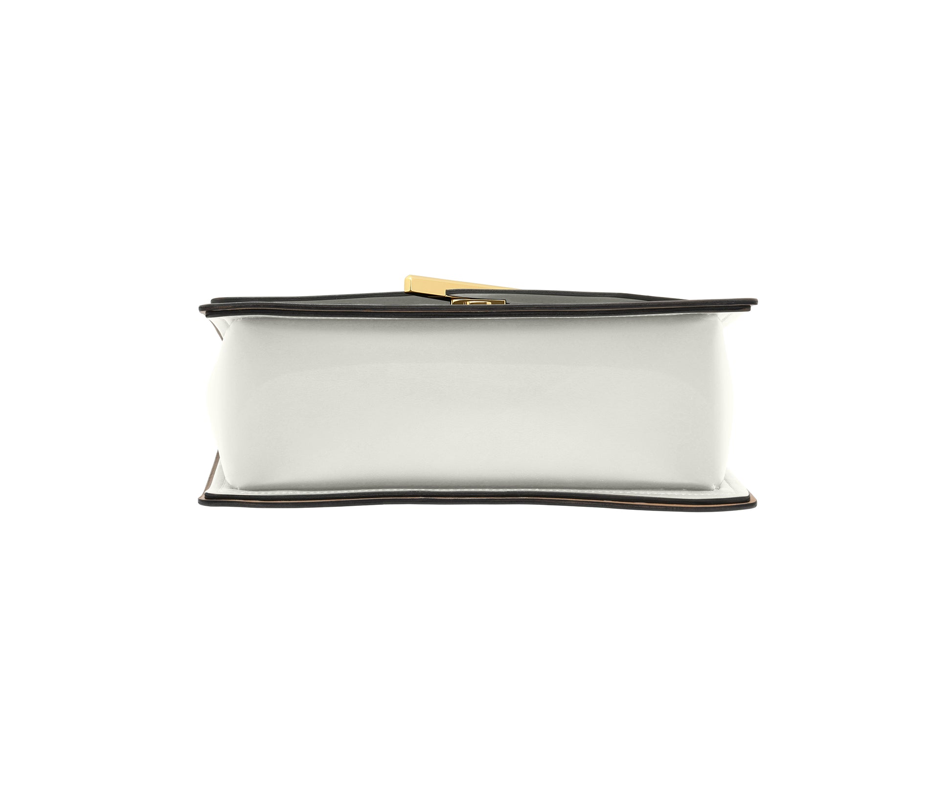Novae Res Jemison Major Leather Handbag made with White Leather and Gold Hardware with Wide Long Strap Bottom View