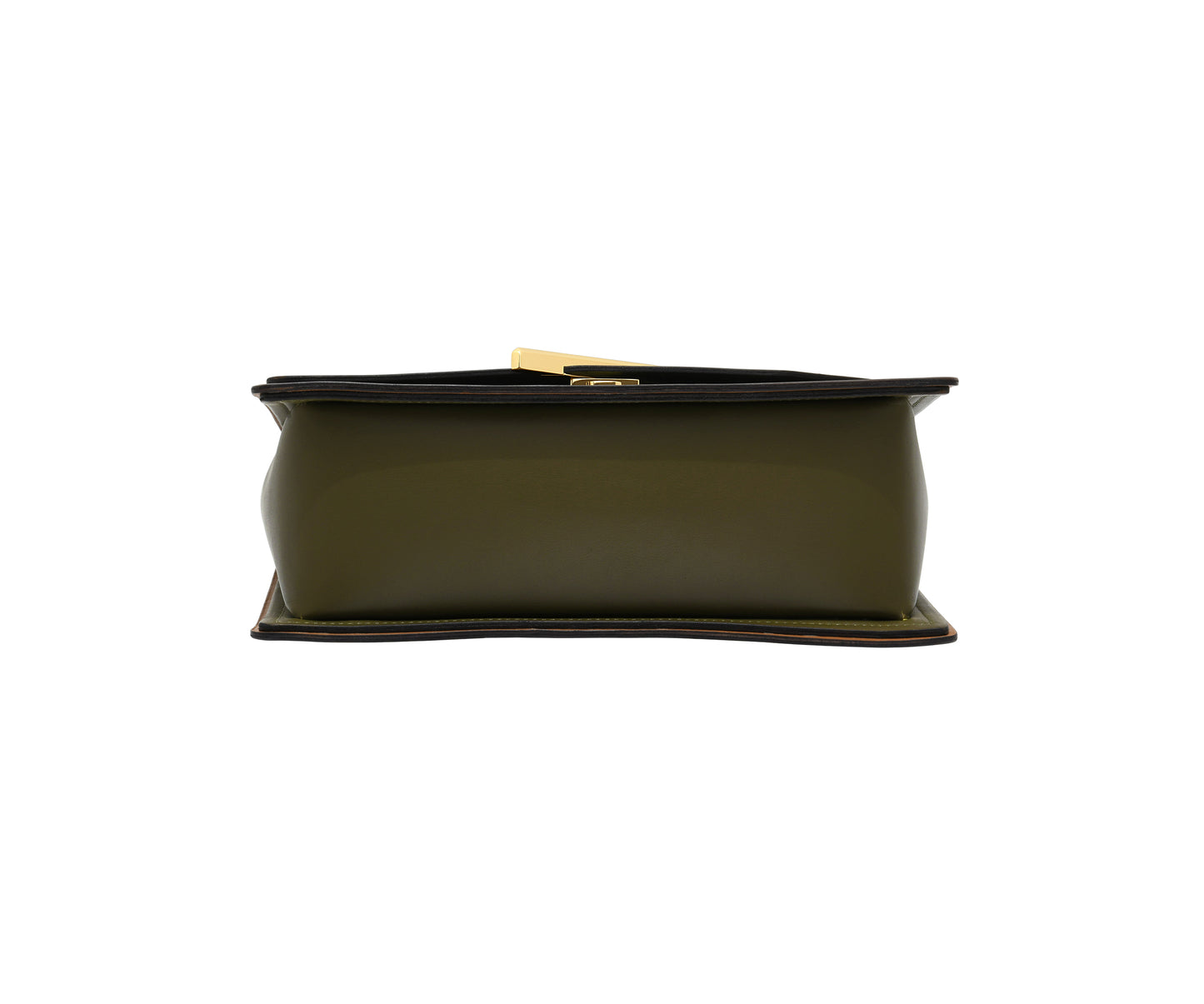 Novae Res Jemison Major Leather Handbag made with Green Leather and Gold Hardware with Wide Long Strap Bottom View