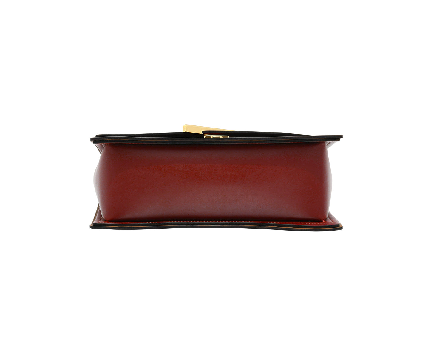 Novae Res Jemison Major Leather Handbag made with Red Leather and Gold Hardware with Crossbody Strap Bottom View