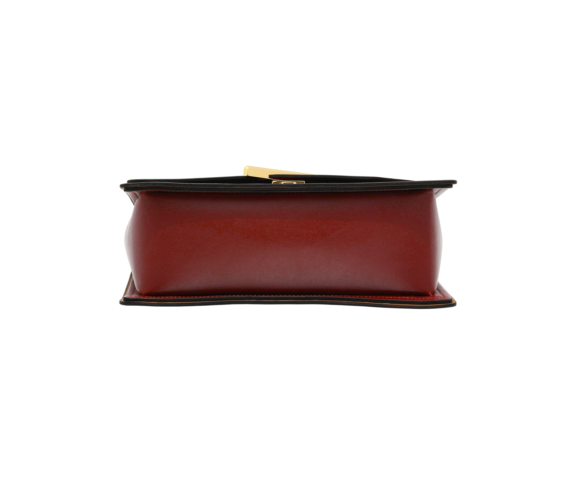 Novae Res Jemison Major Leather Handbag made with Red Leather and Gold Hardware with Short Strap Bottom View