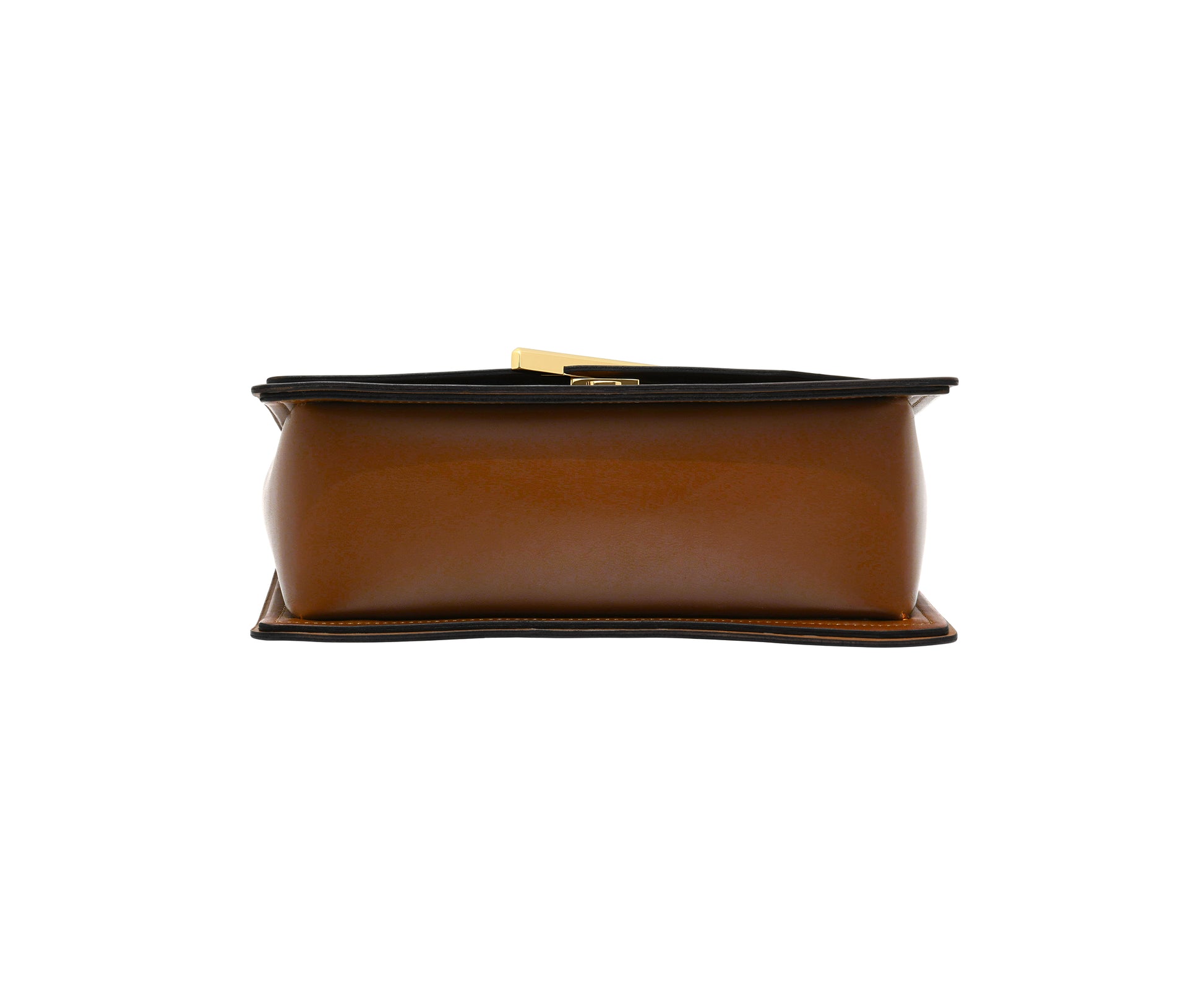 Novae Res Jemison Major Leather Handbag made with Brown Leather and Gold Hardware with Crossbody Strap Bottom View