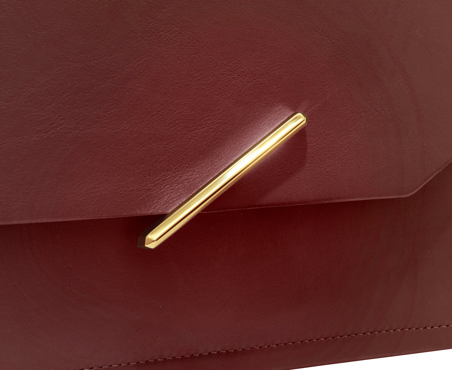 Novae Res Jemison Minor Leather Handbag made in Red Leather and Gold Hardware with Short Strap Front Lock View