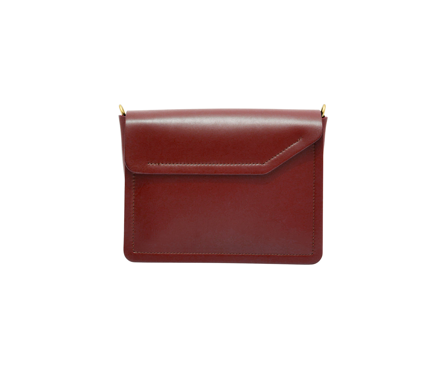 Novae Res Jemison Minor Leather Handbag made in Red Leather and Gold Hardware with Wide Long Strap Back View
