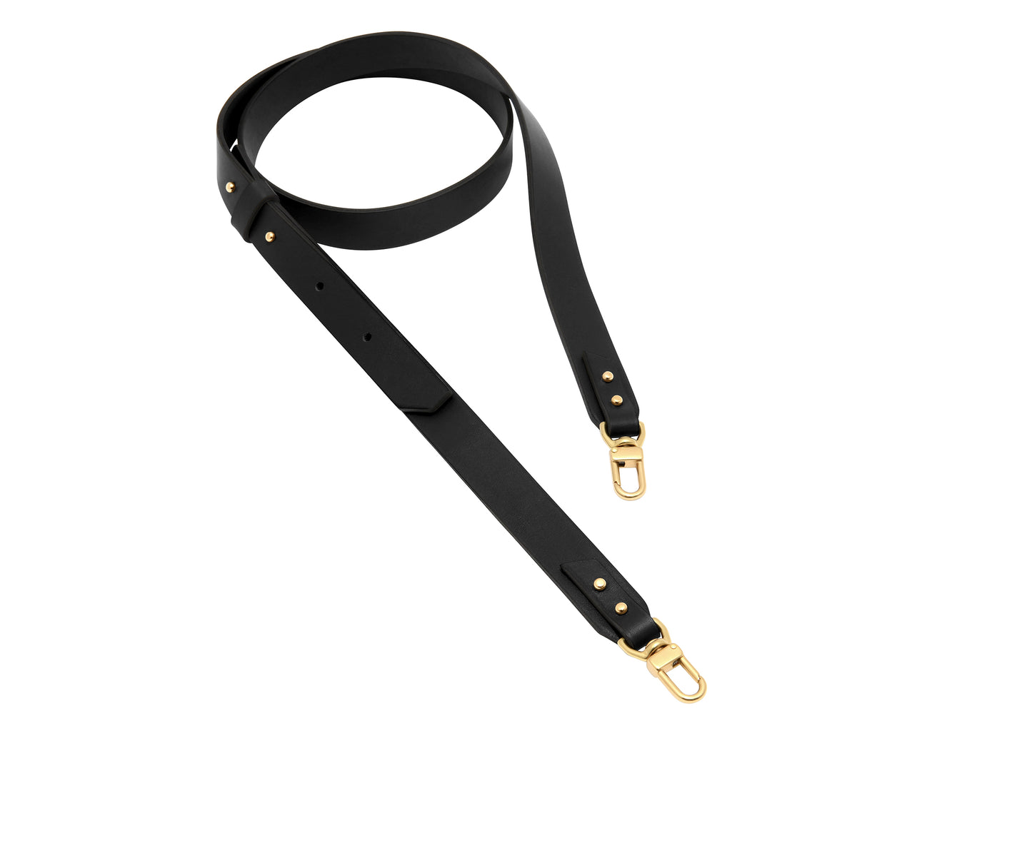 Novae Res Crossbody Handbag Strap in Black Leather with Gold Hardware
