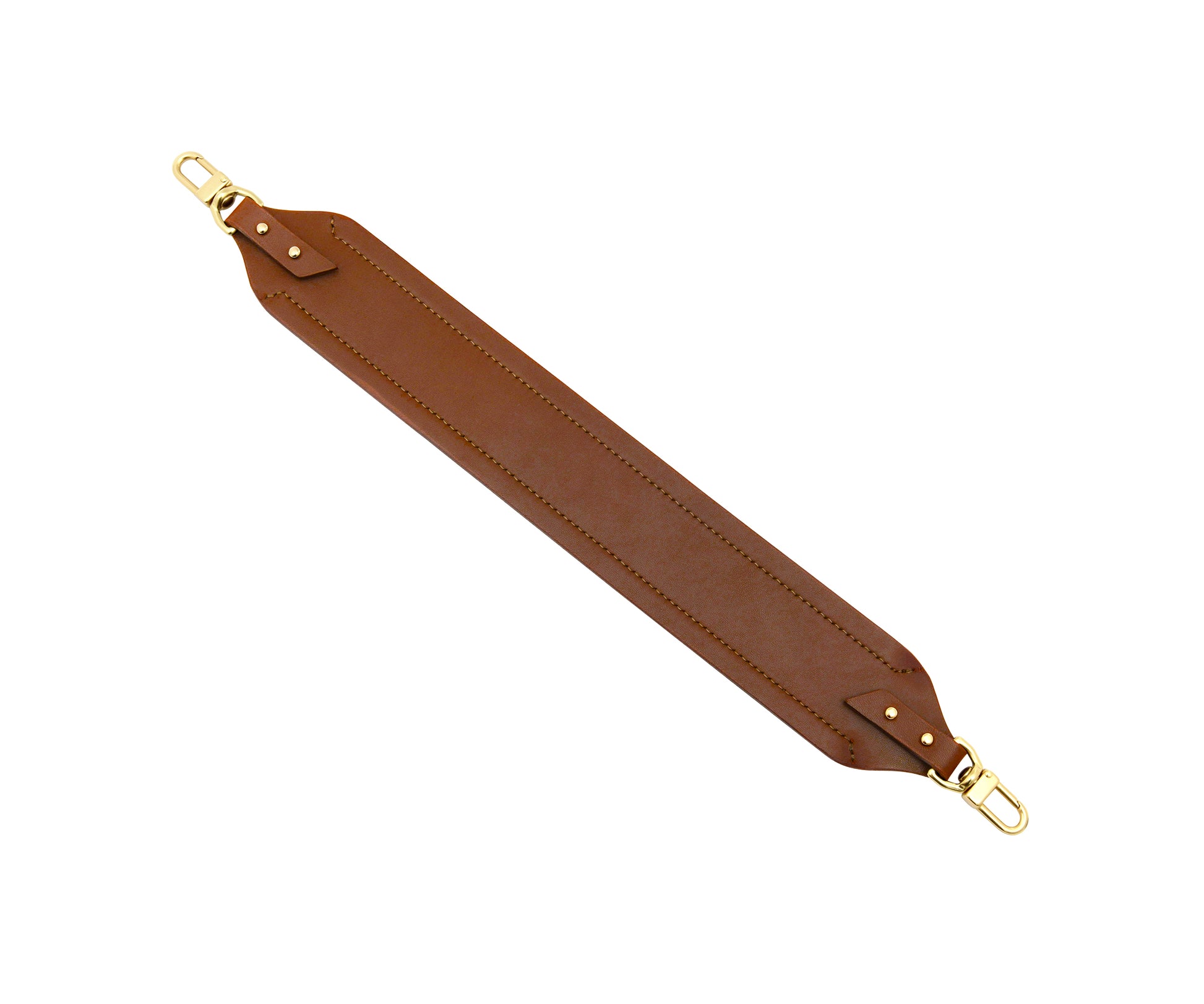 Novae Res Short Handbag Strap in Brown Leather with Gold Hardware